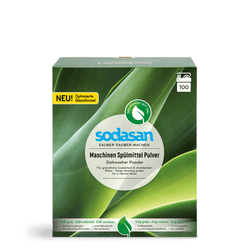 KI generiert: Das Bild zeigt eine Verpackung von Sonett Waschmittel, das als ökologisch konsequent beschrieben wird. Es handelt sich um ein Waschpulver mit 100 % Bio-Seife, geeignet für Temperaturen von 40-95 °C.