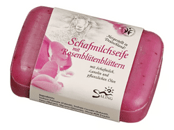 KI generiert: Das Bild zeigt eine Flasche Geschirrspülmittel der Marke Sonett mit Calendula-Extrakt. Die Verpackung hebt hervor, dass das Produkt 100% biologisch abbaubar und aus pflanzlichen Tensiden hergestellt ist.