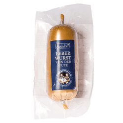 KI generiert: Das Bild zeigt eine Packung Bio-Jagdwurst von Chiemgauer Naturfleisch. Die Wurst ist als 100% biologisch und ohne Nitritpökelsalz gekennzeichnet.
