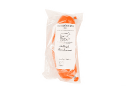 KI generiert: Das Bild zeigt eine Packung Bio-Jagdwurst von Chiemgauer Naturfleisch. Die Wurst ist als 100% biologisch und ohne Nitritpökelsalz gekennzeichnet.