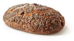 KI generiert: Das Bild zeigt ein rundes, rustikales Vollkornbrot mit einer knusprigen Kruste. Der Hauptinhalt ist das Brot, das auf einem hellen Hintergrund präsentiert wird.