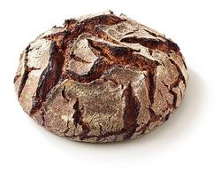 KI generiert: Das Bild zeigt ein rundes, rustikales Vollkornbrot mit einer knusprigen Kruste. Der Hauptinhalt ist das Brot, das auf einem hellen Hintergrund präsentiert wird.