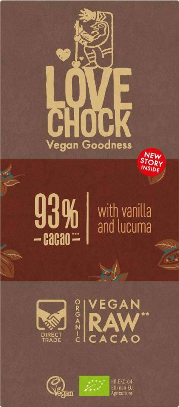 Produktfoto zu Rohe Edelbitterschokolade 93% von Love Chock