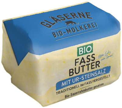 Produktfoto zu Fassbutter Sauerrahm, leicht gesalzen von der Gläsernen Molkerei