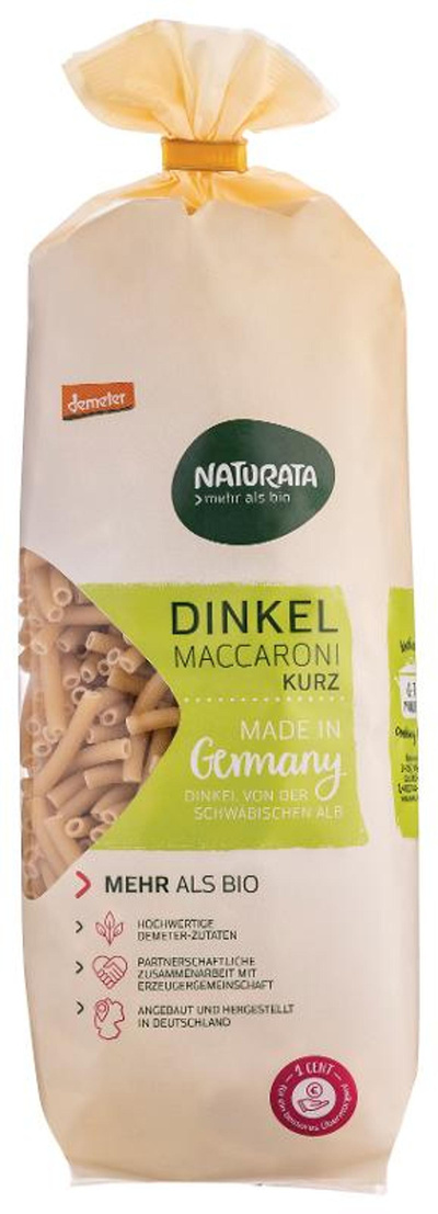 Produktfoto zu Dinkel Maccaroni kurz hell von Naturata