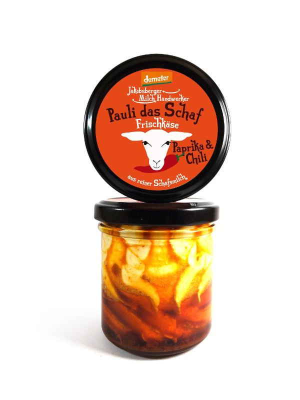 Produktfoto zu Pauli das Schaf Frischkäse Paprika, Chili von Jakobsberger Milchhandwerker