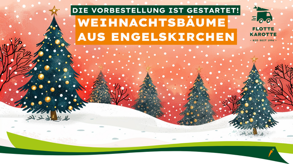 KI-generierte Beschreibung: Hauptinhalt: Weihnachtsbäume aus Engelskirchen. Text: "Die Vorbestellung ist gestartet! Weihnachtsbäume aus Engelskirchen".