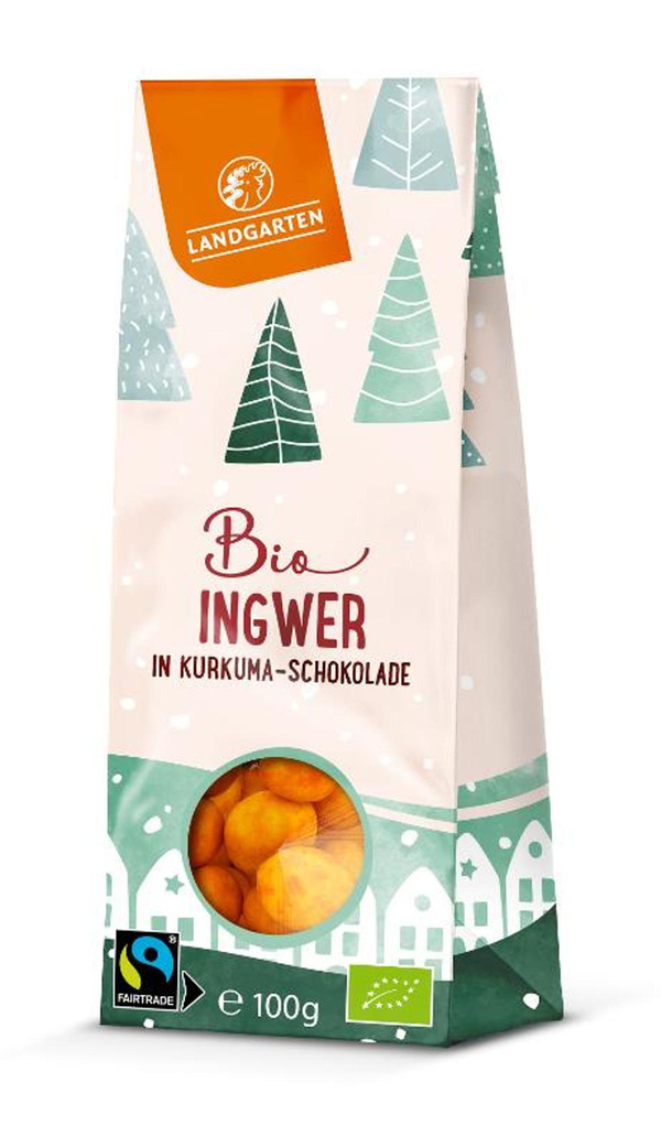 Produktfoto zu Ingwer in weißer Kurkuma Schokolade von Landgarten