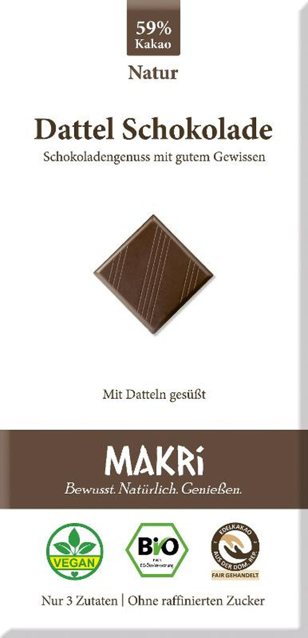 Produktfoto zu Dattel Schokolade Natur von Makri