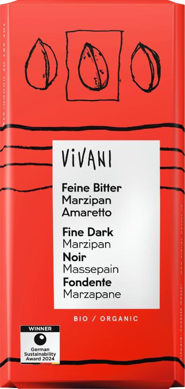 Produktfoto zu Zartbitter Marzipan Amaretto Schokolade von Vivani