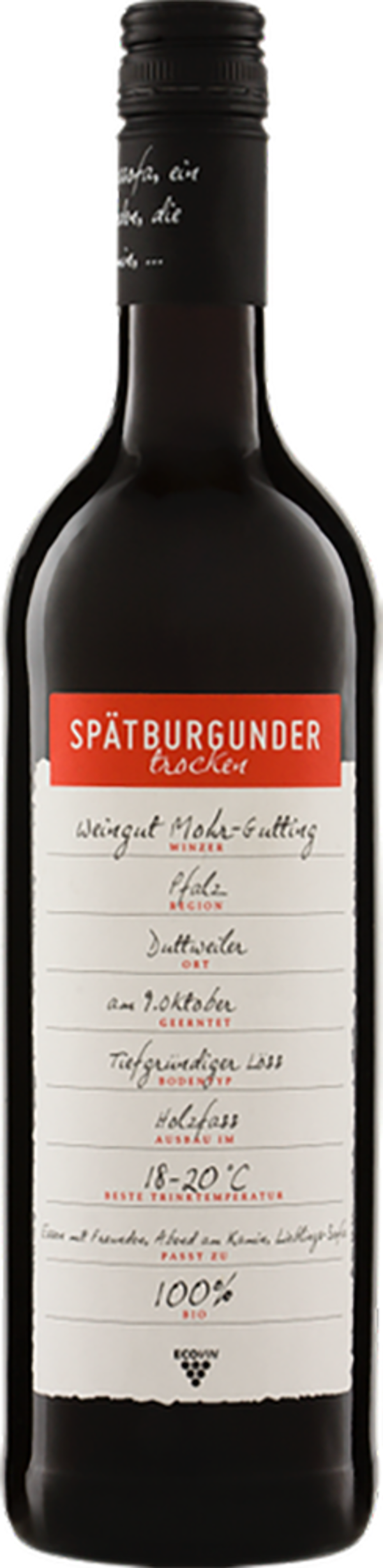 Produktfoto zu Spätburgunder QW Pfalz Mohr Gutting