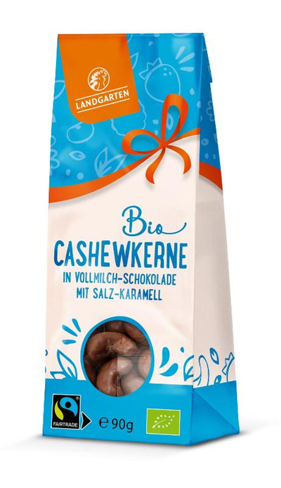 Produktfoto zu Cashews in Vollmilch Schokolade mit Salz Karamell von Landgarten