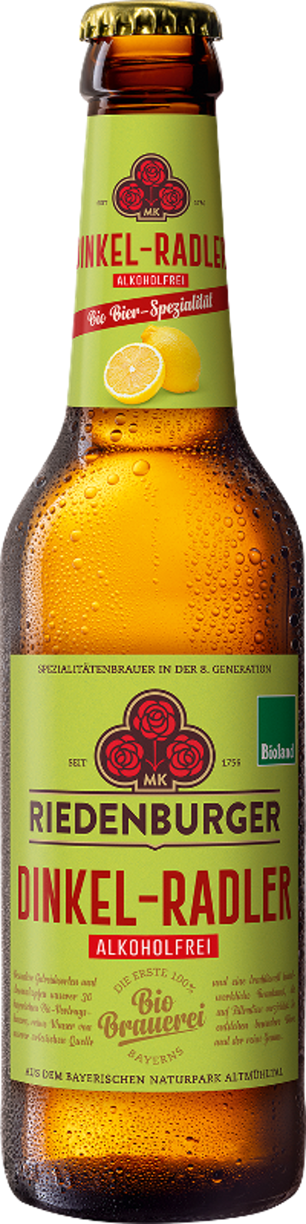 Produktfoto zu 10er Kasten Dinkel Radler alkoholfrei von Riedenburger Brauhaus
