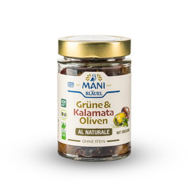 Produktfoto zu Grüne & Kalamata Oliven al Naturale entkernt von Mani Bläuel