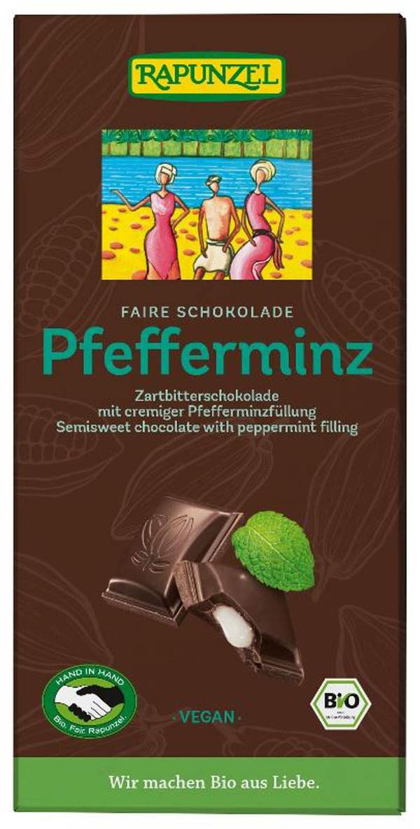 Produktfoto zu Zartbitterschokolade mit Pfefferminzfüllung von Rapunzel