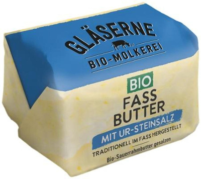 Produktfoto zu Fassbutter Sauerrahm, leicht gesalzen von der Gläsernen Molkerei