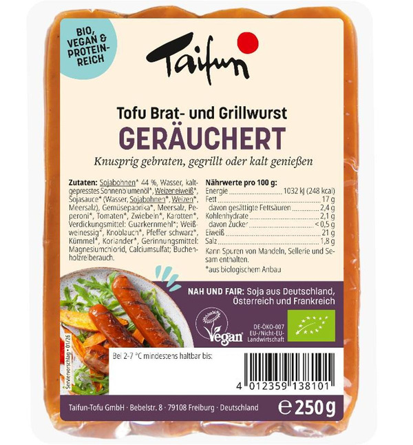 Produktfoto zu Tofu Brat- und Grillwurst geräuchert von Taifun