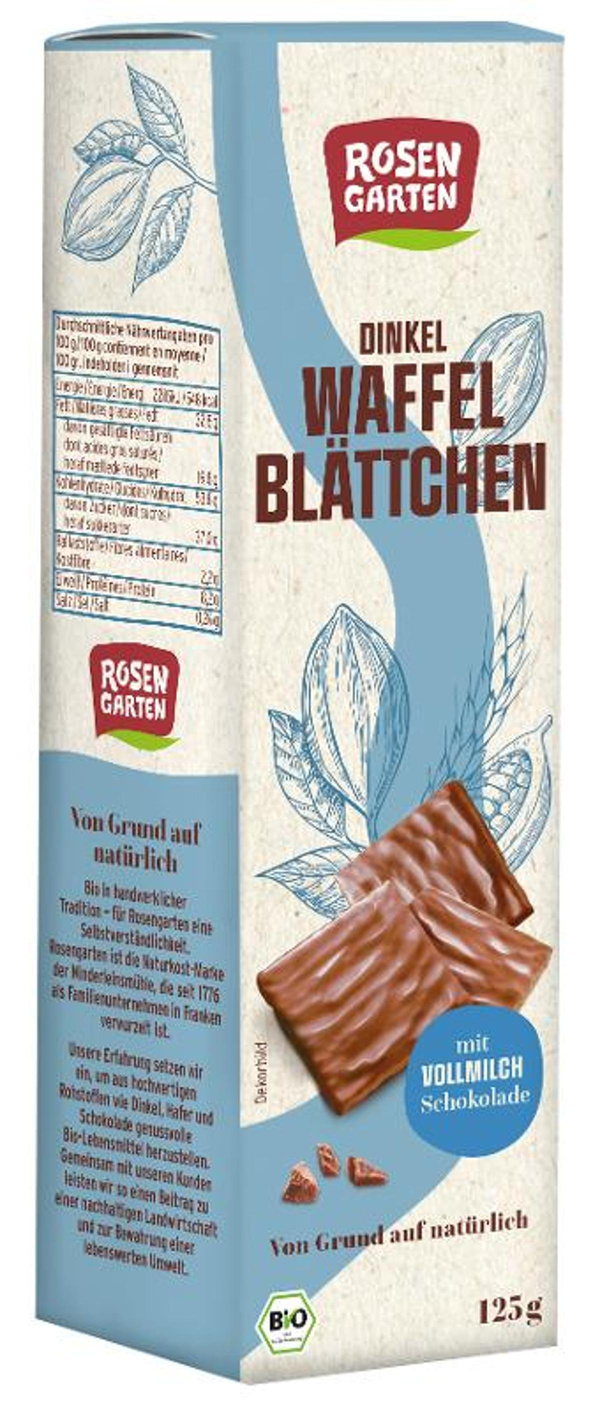 Produktfoto zu Dinkel Waffelblättchen Vollmilch von Rosengarten