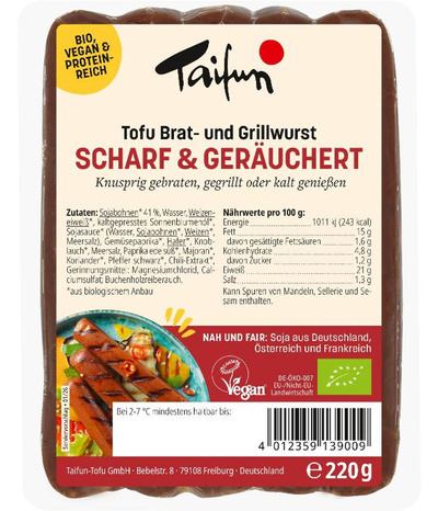 Produktfoto zu Tofu Bratwurst scharf von Taifun