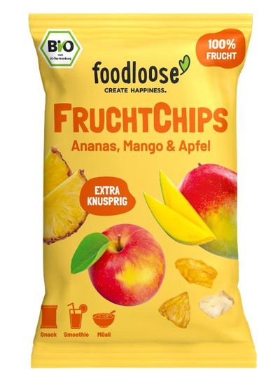 Produktfoto zu Fruchtchips Ananas Mango Apfel von foodloose