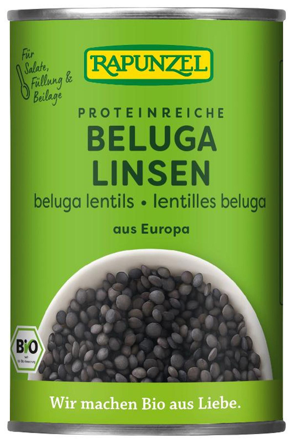 Produktfoto zu Beluga Linsen in der Dose von Rapunzel