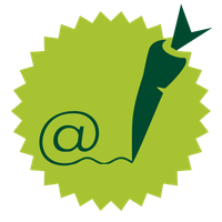 KI generiert: Grünes Logo mit einer Karotte und einem '@'-Symbol.