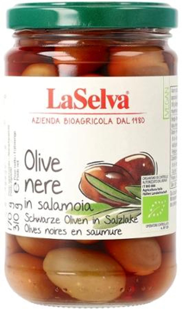 Produktfoto zu Schwarze Oliven mit Stein von Laselva