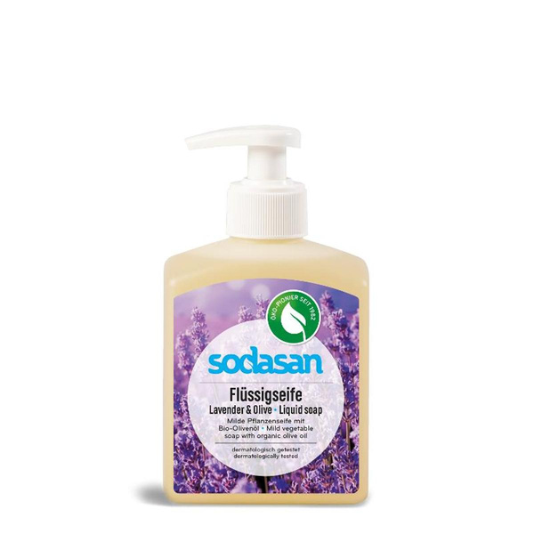 Produktfoto zu Flüssigseife Lavendel Olive im Spender von Sodasan