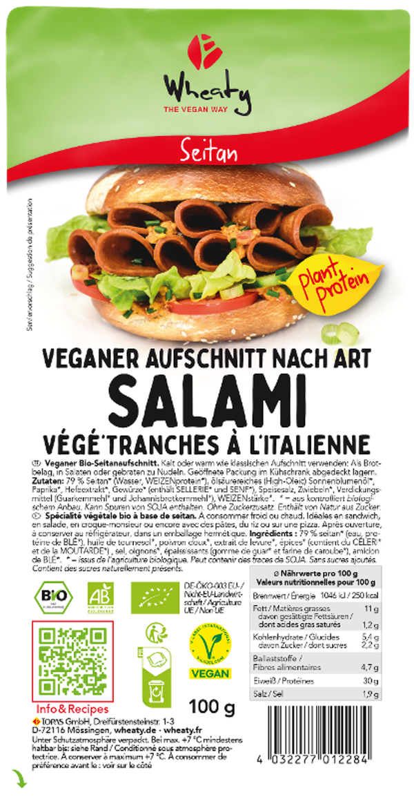 Produktfoto zu Veganer Aufschnitt Salami Art von Wheaty