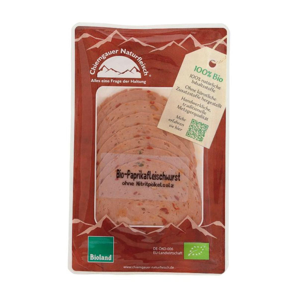 Produktfoto zu Paprikafleischwurst, geschnitten von Chiemgauer