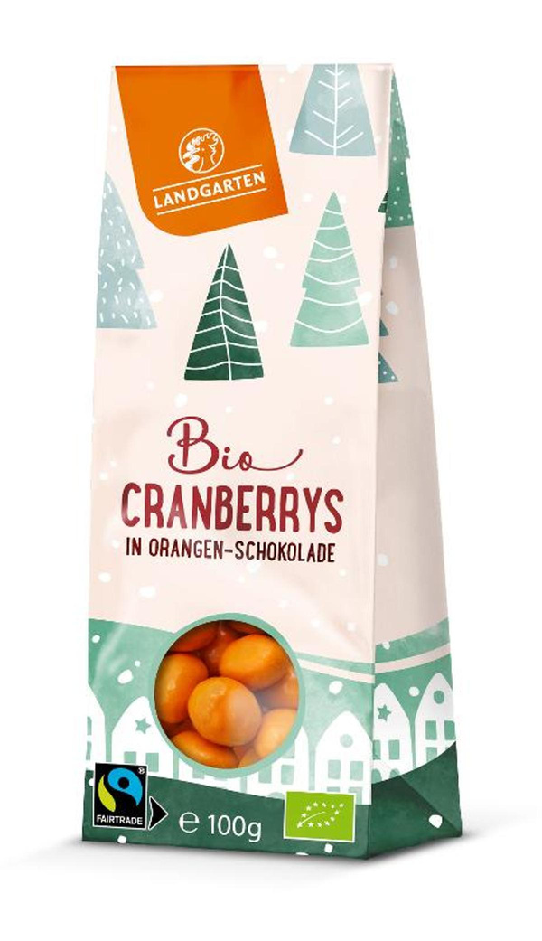 Produktfoto zu Cranberrys in Orangen Schokolade von Landgarten