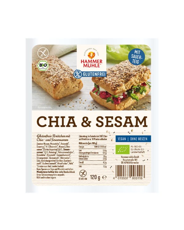 Produktfoto zu Chia Sesam Brötchen von Hammermühle