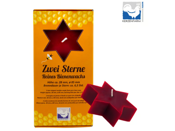 Produktfoto zu Rote Bienenwachs Sterne 28x85 mm
