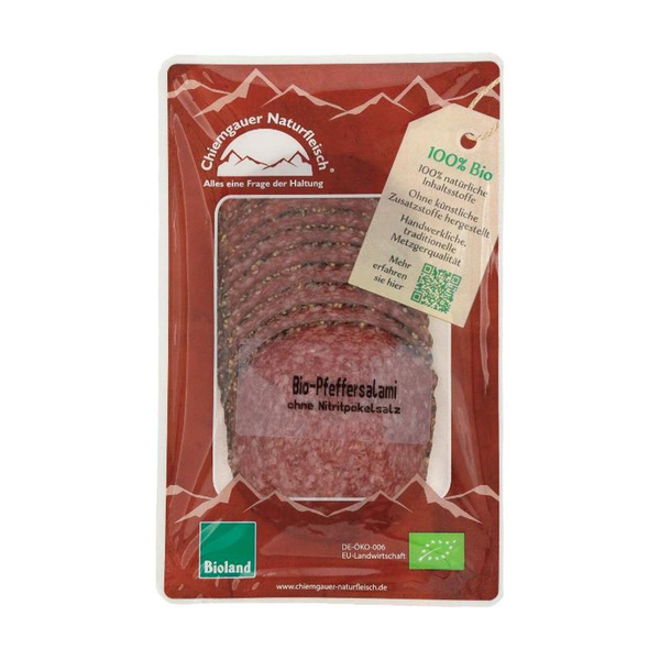 Produktfoto zu geschnittene Pfeffersalami von Chiemgauer Naturfleisch
