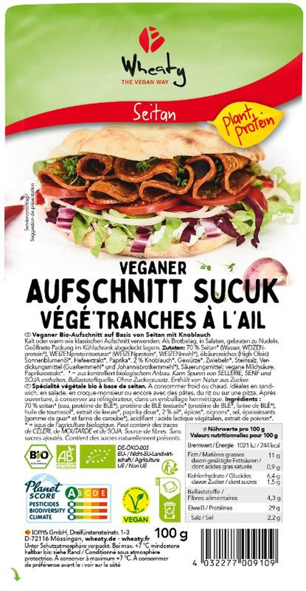 Produktfoto zu veganer Sucuk Aufschnitt von Wheaty