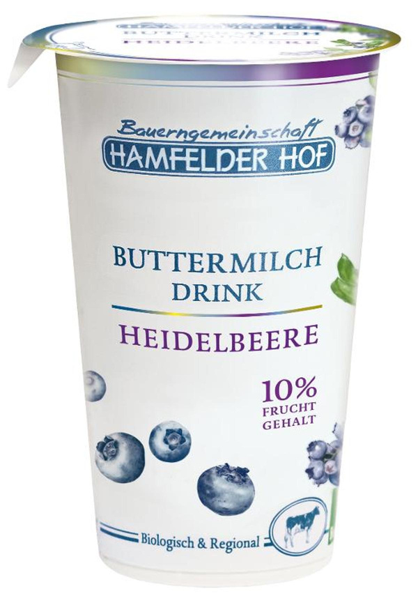Produktfoto zu Buttermilchdrink Heidelbeere von Hamfelder Hof