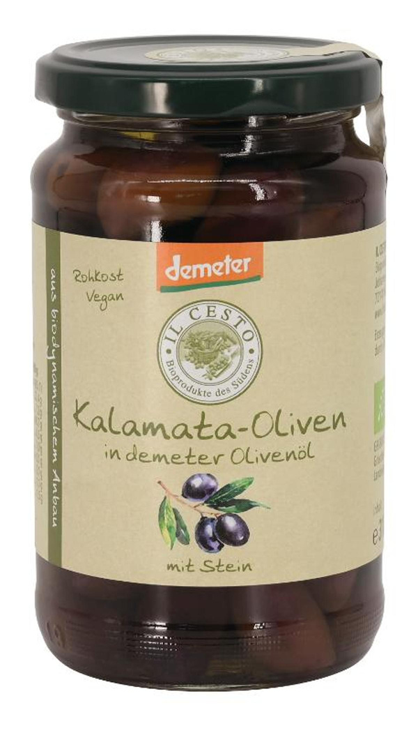 Produktfoto zu Kalamata Oliven in Olivenöl mit Stein von Il Cesto