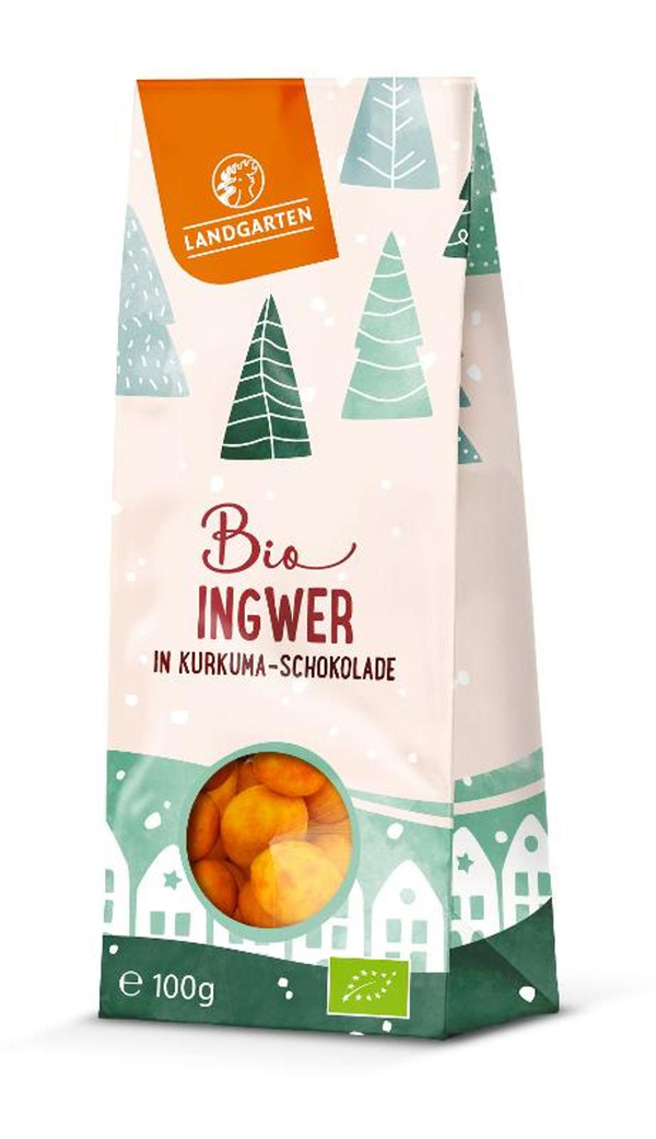 Produktfoto zu Ingwer in weißer Kurkuma Schokolade von Landgarten