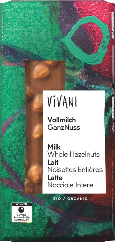 Produktfoto zu Schokolade Vollmilch mit ganzen Nüssen von Vivani