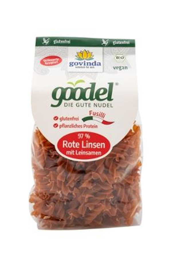 Produktfoto zu Goodel Fusilli Nudel Rote Linse mit Leinsamen von Govinda