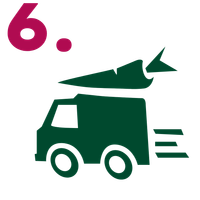 KI generiert: Bild zeigt einen stilisierten LKW mit einer Karotte; Text: "6".