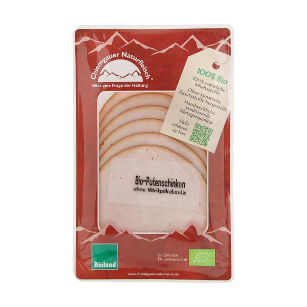 Produktfoto zu Putenschinken, geschnitten aus der Putenbrust von Chiemgauer Naturfleisch