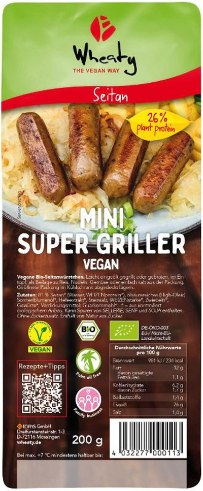Produktfoto zu MiniSuper Griller Vegan von Wheaty