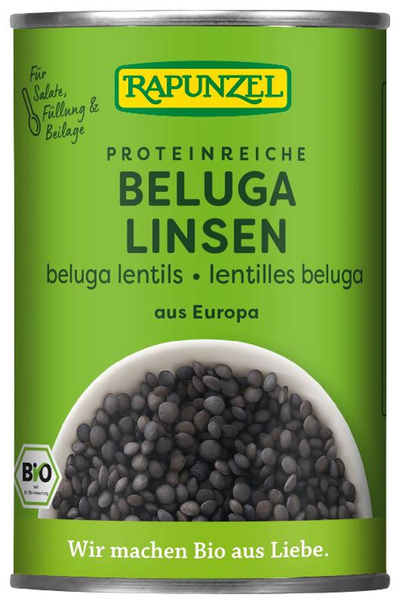 Produktfoto zu Beluga Linsen in der Dose von Rapunzel