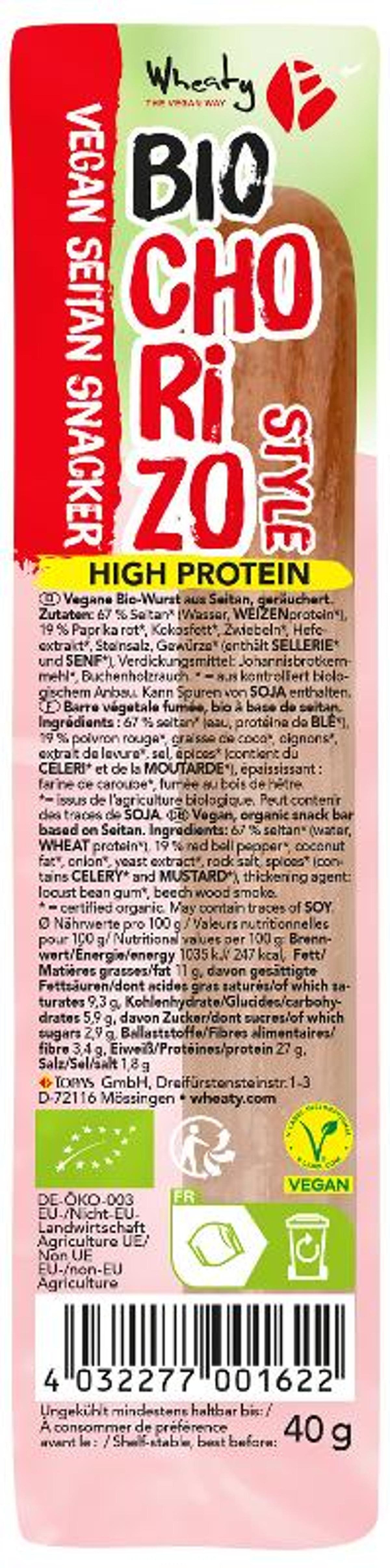 Produktfoto zu Chorizo Snacker von Wheaty
