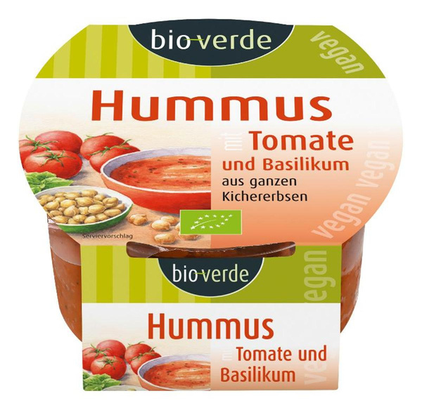 Produktfoto zu Hummus Tomate-Basilikum von bio-verde