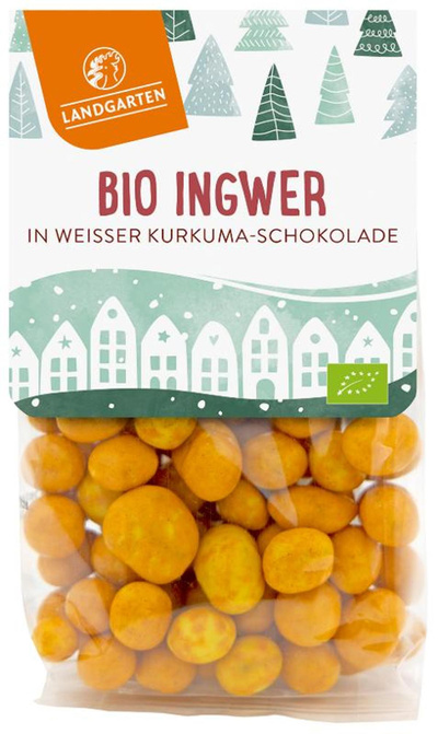 Produktfoto zu Ingwer in weißer Kurkuma Schokolade von Landgarten