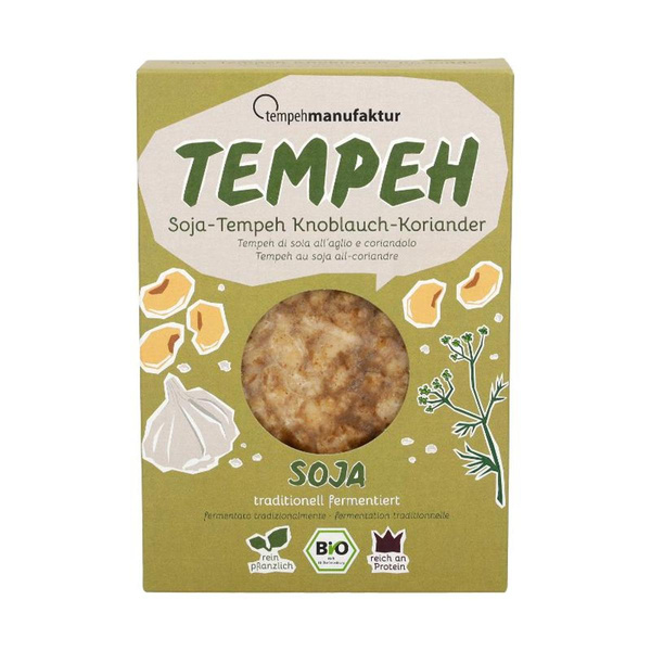 Produktfoto zu Tempeh Knoblauch-Koriander von Tempehmanufaktur