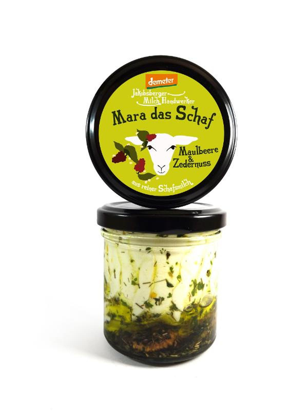Produktfoto zu Mara das Schaf, Frischkäse mit Maulbeere und Zedernuss von Jakobsberger