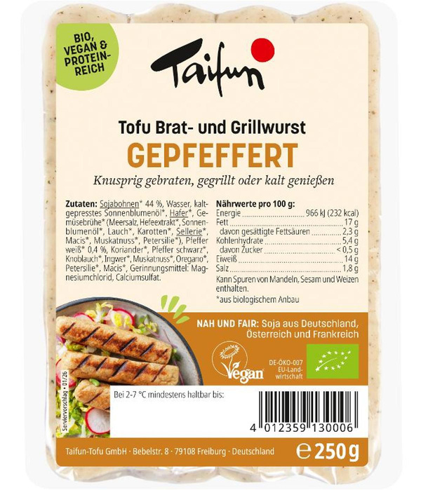 Produktfoto zu Tofu Bratwurst, gepfeffert von Taifun